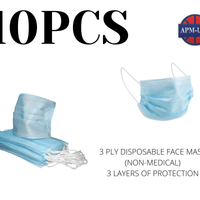 10 Pack-3 Ply Disposable Face Mask (Non-Medical) APM-USA