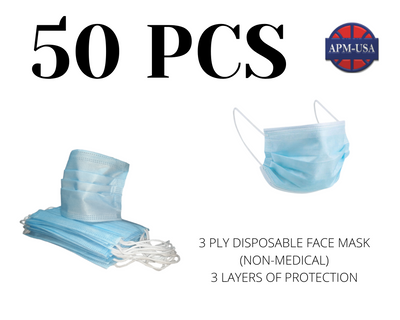 Qty 50-3 Ply Disposable Face Mask (Non-Medical)