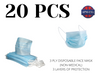 Qty 20-3 Ply Disposable Face Mask (Non-Medical)